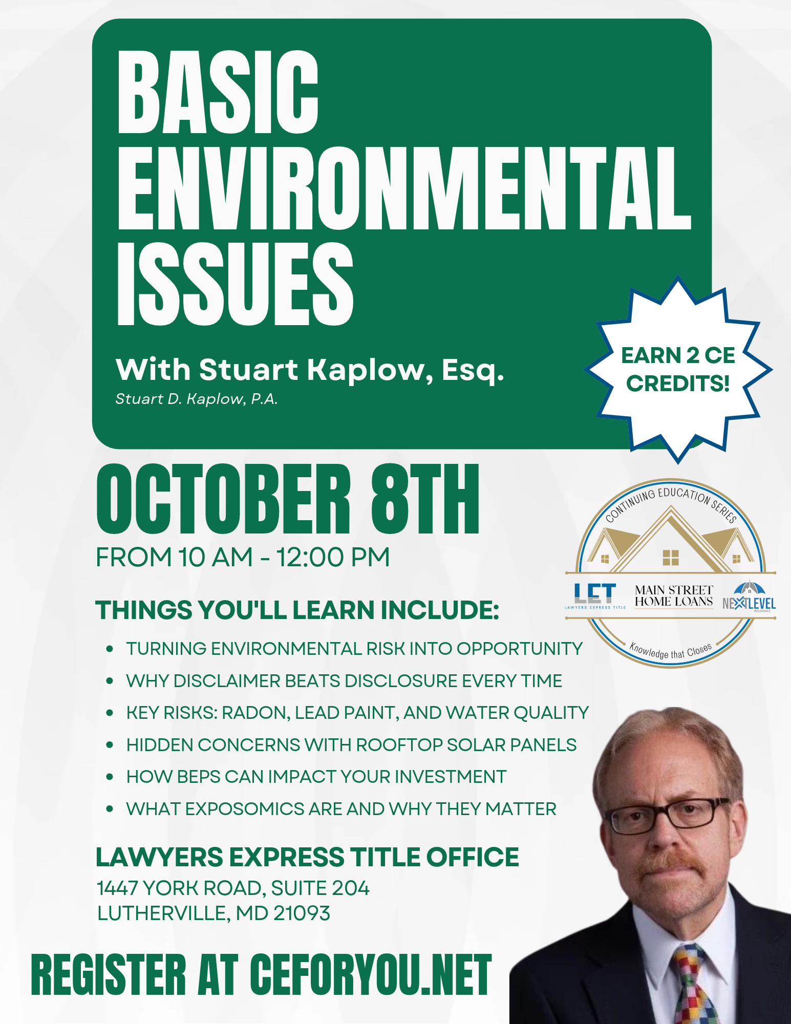 October 2026 CE Class Flyer LET CE Class
